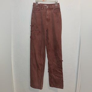 Pacsun  Los Angeles- 90’s Boyfriend Jean Pants Brown Flora Flowers Size 23!